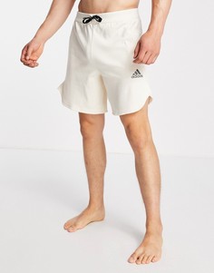 Бежевые шорты с логотипом в тон adidas Yoga-Белый