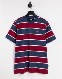 Футболка в полоску синего/красного цвета Dickies Oakhaven-Красный
