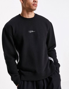 Черный свитшот с фирменной тесьмой Topman