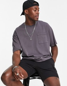 Серая выбеленная футболка в стиле oversized New Look-Серый