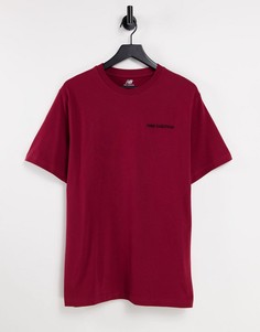 Бордовая футболка с линейным логотипом New Balance – эксклюзивно для ASOS-Красный