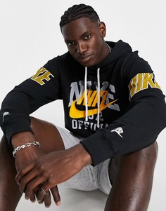 Худи черного и золотистого цветов с винтажным принтом в университетском стиле Nike Collegiate-Черный цвет
