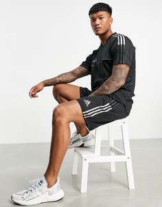 Черные шорты с тремя светоотражающими полосками adidas Football Tiro-Черный цвет