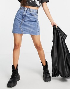 Голубая джинсовая юбка с завышенной талией Topshop-Голубой