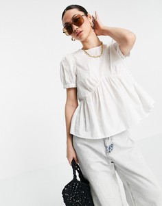 Белая блузка из органического хлопка с баской Vero Moda-Белый