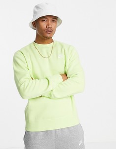 Лаймовый флисовый свитшот с круглым вырезом Nike Club-Зеленый цвет