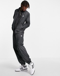 Черная олимпийка с повторяющимся логотипом adidas Originals-Черный цвет