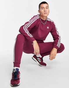 Свитшот сливового цвета с тремя полосками adidas Originals adicolor-Фиолетовый цвет