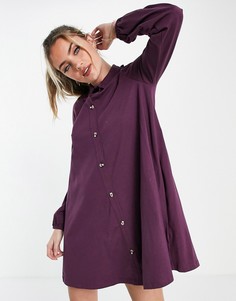 Фиолетовое платье мини с кружевной отделкой на воротнике ASOS DESIGN-Фиолетовый цвет