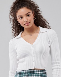 Белый трикотажный топ-поло Hollister
