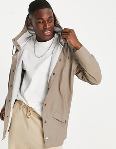 Серо-коричневая легкая куртка с капюшоном Rains-Светло-бежевый