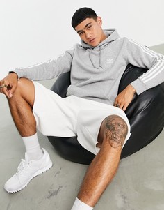 Худи серого цвета с тремя полосками adidas Originals Adicolor-Серый