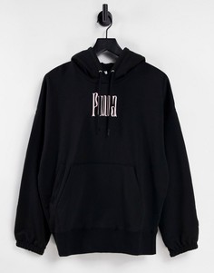 Худи черного цвета в стиле oversized с принтом логотипа PUMA Downtown-Черный цвет