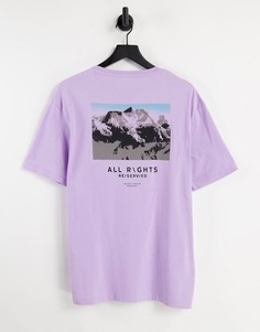 Сиреневая oversized-футболка из органического хлопка с принтом гор на спине Selected Homme-Фиолетовый цвет
