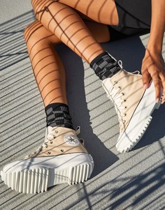 Кожаные кроссовки нейтрального оттенка Converse Run Star Hike-Светло-бежевый цвет