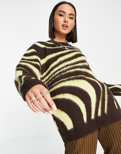 Oversized-джемпер с волнистым узором ASOS DESIGN-Коричневый цвет