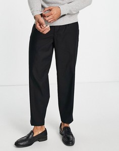 Черные строгие брюки в стиле oversized со складками New Look-Черный цвет