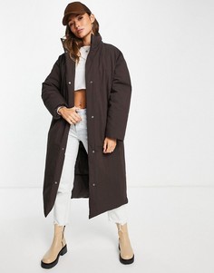 Oversized-пуховик макси коричневого цвета ASOS DESIGN-Коричневый цвет