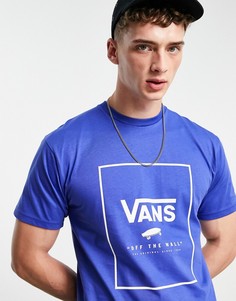 Синяя футболка с принтом на спине Vans Classic-Белый