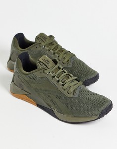 Кроссовки цвета хаки Reebok Nano X1-Зеленый цвет