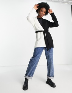 Черно-белый кардиган в стиле колор блок ASOS DESIGN-Черный цвет