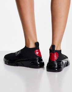 Черные ботильоны с логотипом Love Moschino-Черный цвет