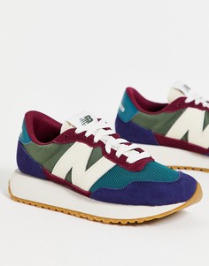 Кроссовки в стиле колор блок бордового и бирюзового цветов New Balance 237-Зеленый цвет