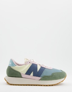Кроссовки розового и шалфейно-зеленого цветов в стиле колор блок New Balance 237-Зеленый цвет