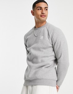 Серый свитшот с маленьким логотипом adidas Originals essentials