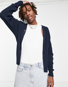 Темно-синий вязаный кардиган в стиле oversized Topman