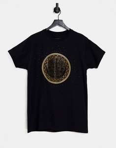 Черная футболка со львом из страз Siksilk-Черный