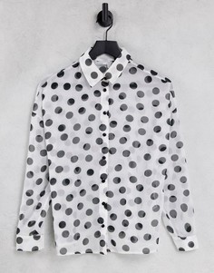 Черно-белая рубашка в горошек с длинными рукавами ASOS DESIGN-Разноцветный