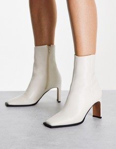 Кремовые ботильоны на каблуке ASOS DESIGN Remmy-Белый