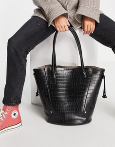 Большая структурированная сумка-тоут черного цвета Topshop-Черный цвет