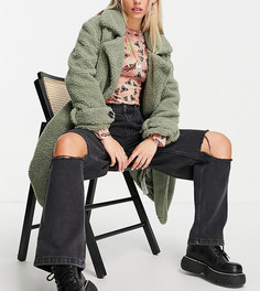 Черные выбеленные джинсы свободного кроя со рваной отделкой Topshop Petite-Черный цвет