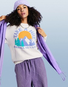 Джемпер кремового цвета с горами ASOS DESIGN-Белый
