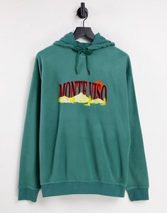 Флисовый oversized-худи зеленого цвета с вышивкой гор ASOS DESIGN-Разноцветный
