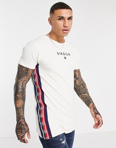 Белая футболка с полосками в стиле ретро SikSilk-Белый