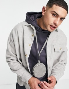 Светло-серая рубашка свободного кроя в стиле oversized с добавлением шерсти ASOS DESIGN-Серый