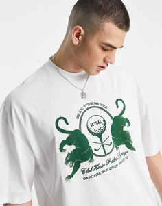 Белая oversized-футболка с зеленым графическим принтом гольф-клуба ASOS Actual-Зеленый цвет