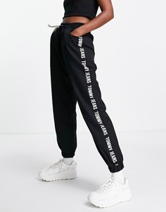 Черные джоггеры с логотипом на лампасах Tommy Jeans-Черный цвет