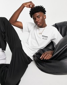 Oversized-футболка кремового цвета с принтом логотипа от комплекта Sixth June-Белый