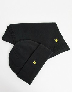 Подарочный набор из шапки-бини и шарфа черного цвета Lyle and Scott-Черный цвет