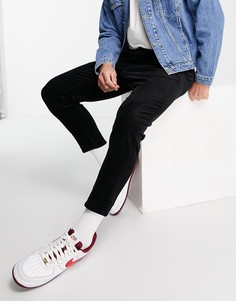 Черные вельветовые брюки узкого кроя со шнурком Only & Sons-Черный цвет