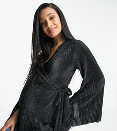 Черный топ с запахом из плиссированного материала для кормящих мам ASOS DESIGN Maternity-Черный цвет