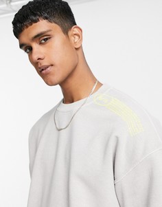 Серый oversized-свитшот с принтом "Paris" Topman