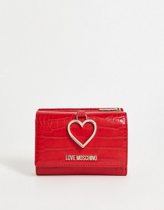 Красный кошелек с логотипом и эффектом крокодиловой кожи Love Moschino