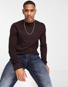 Бордовый джемпер из вафельного трикотажа River Island-Красный