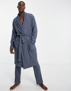 Синий мягкий халат в рубчик от комплекта ASOS DESIGN-Голубой