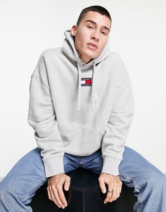 Худи серого меланжевого цвета с нашивкой-логотипом в центре Tommy Jeans-Серый